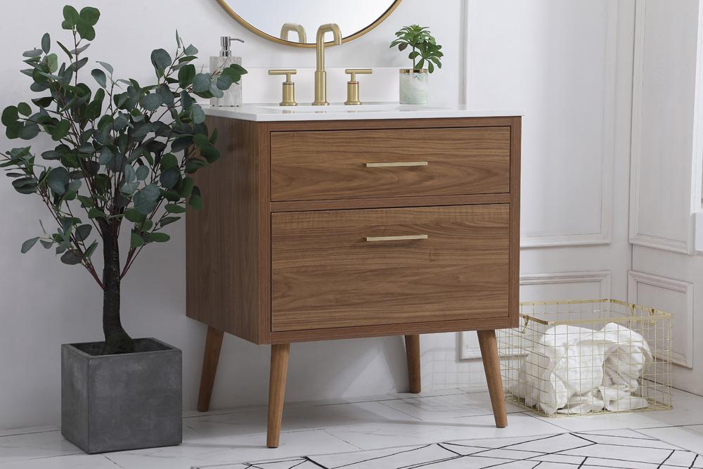 Elegant Furniture & Lighting - Boise 30 inch bathroom Vanity in Walnut Brown with Backsplash - VF41030WB-BS veiw 8
