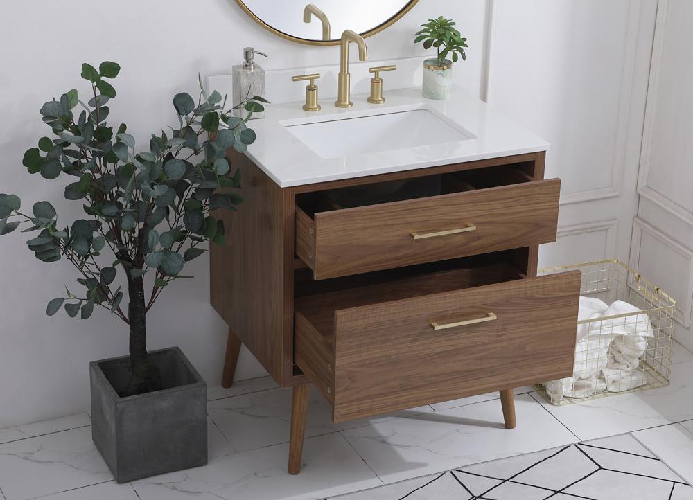 Elegant Furniture & Lighting - Boise 30 inch bathroom Vanity in Walnut Brown with Backsplash - VF41030WB-BS veiw 9