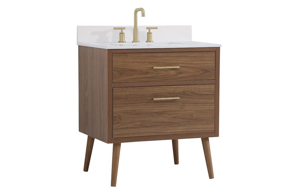 Elegant Furniture & Lighting - Boise 30 inch bathroom Vanity in Walnut Brown with Backsplash - VF41030WB-BS veiw 13