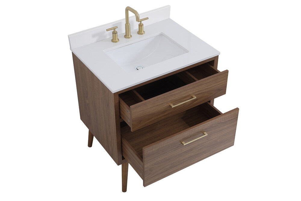 Elegant Furniture & Lighting - Boise 30 inch bathroom Vanity in Walnut Brown with Backsplash - VF41030WB-BS veiw 15