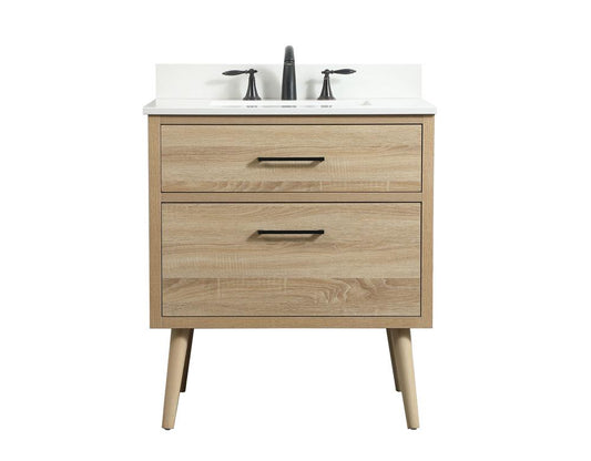 Elegant Furniture & Lighting - Boise 30 inch Single bathroom vanity in mango wood with backsplash - VF41030MW-BS veiw 1