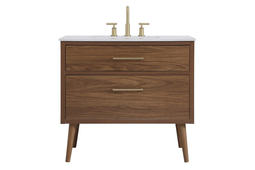 Elegant Furniture & Lighting - Boise 36 inch bathroom vanity in Walnut Brown - VF41036WB veiw 1