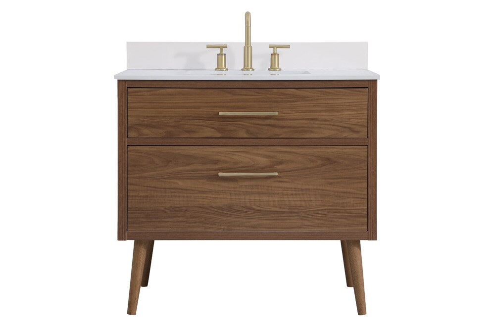 Elegant Furniture & Lighting - Boise 36 inch bathroom Vanity in Walnut Brown with Backsplash - VF41036WB-BS veiw 1