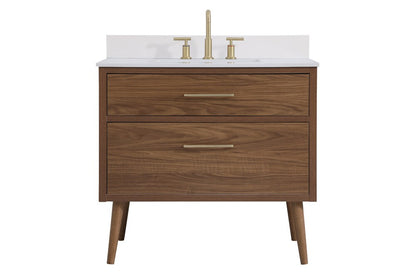 Elegant Furniture & Lighting - Boise 36 inch bathroom Vanity in Walnut Brown with Backsplash - VF41036WB-BS veiw 1