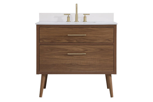 Elegant Furniture & Lighting - Boise 36 inch bathroom Vanity in Walnut Brown with Backsplash - VF41036WB-BS veiw 1