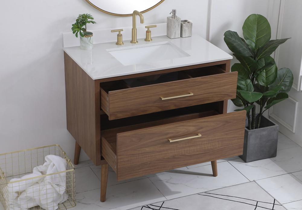 Elegant Furniture & Lighting - Boise 36 inch bathroom Vanity in Walnut Brown with Backsplash - VF41036WB-BS veiw 9