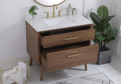 Elegant Furniture & Lighting - Boise 36 inch bathroom Vanity in Walnut Brown with Backsplash - VF41036WB-BS veiw 9