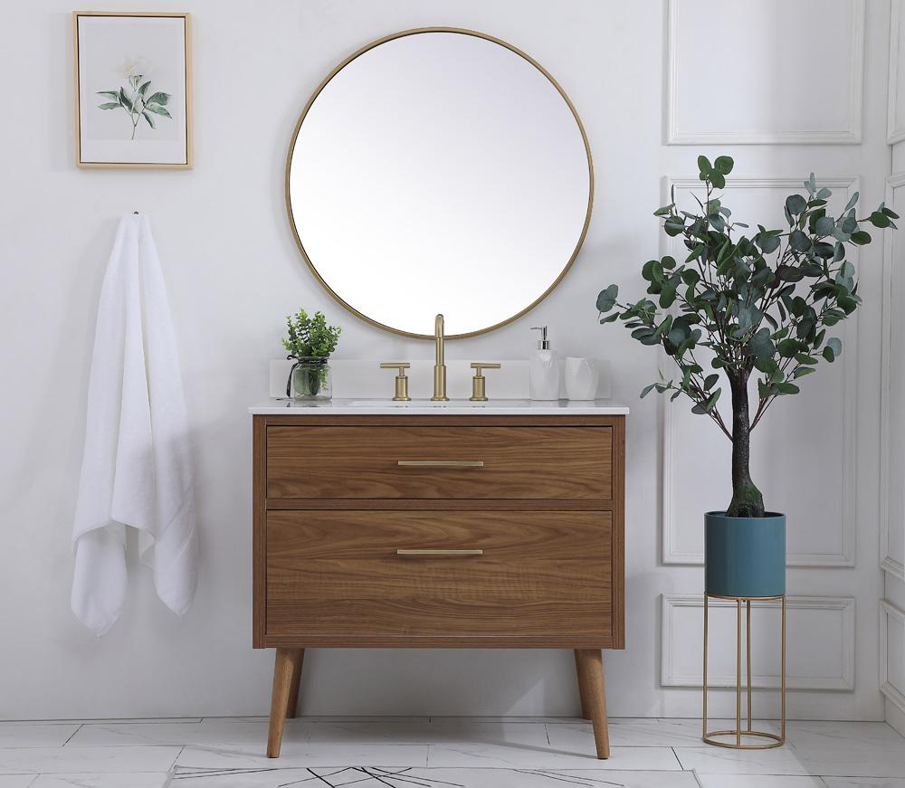 Elegant Furniture & Lighting - Boise 36 inch bathroom Vanity in Walnut Brown with Backsplash - VF41036WB-BS veiw 10