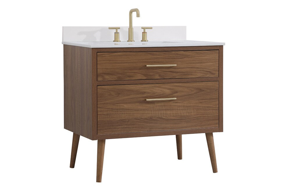 Elegant Furniture & Lighting - Boise 36 inch bathroom Vanity in Walnut Brown with Backsplash - VF41036WB-BS veiw 13