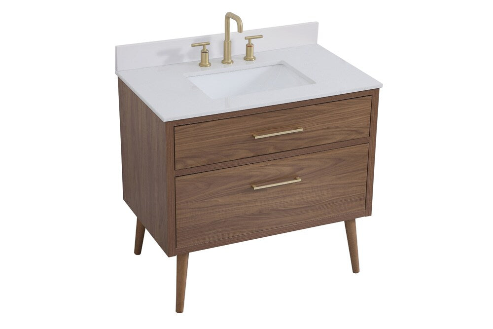 Elegant Furniture & Lighting - Boise 36 inch bathroom Vanity in Walnut Brown with Backsplash - VF41036WB-BS veiw 14