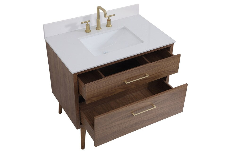 Elegant Furniture & Lighting - Boise 36 inch bathroom Vanity in Walnut Brown with Backsplash - VF41036WB-BS veiw 15