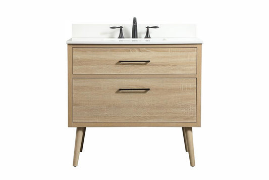 Elegant Furniture & Lighting - Boise 36 inch Single bathroom vanity in mango wood with backsplash - VF41036MW-BS veiw 1