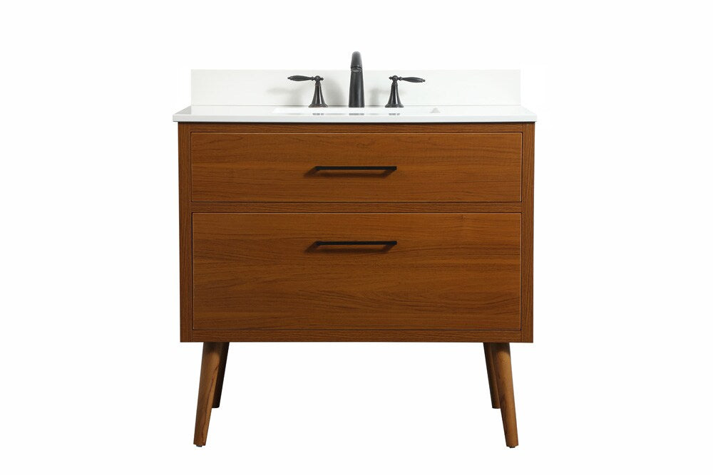 Elegant Furniture & Lighting - Boise 36 inch Single bathroom vanity in teak with backsplash - VF41036MTK-BS veiw 1