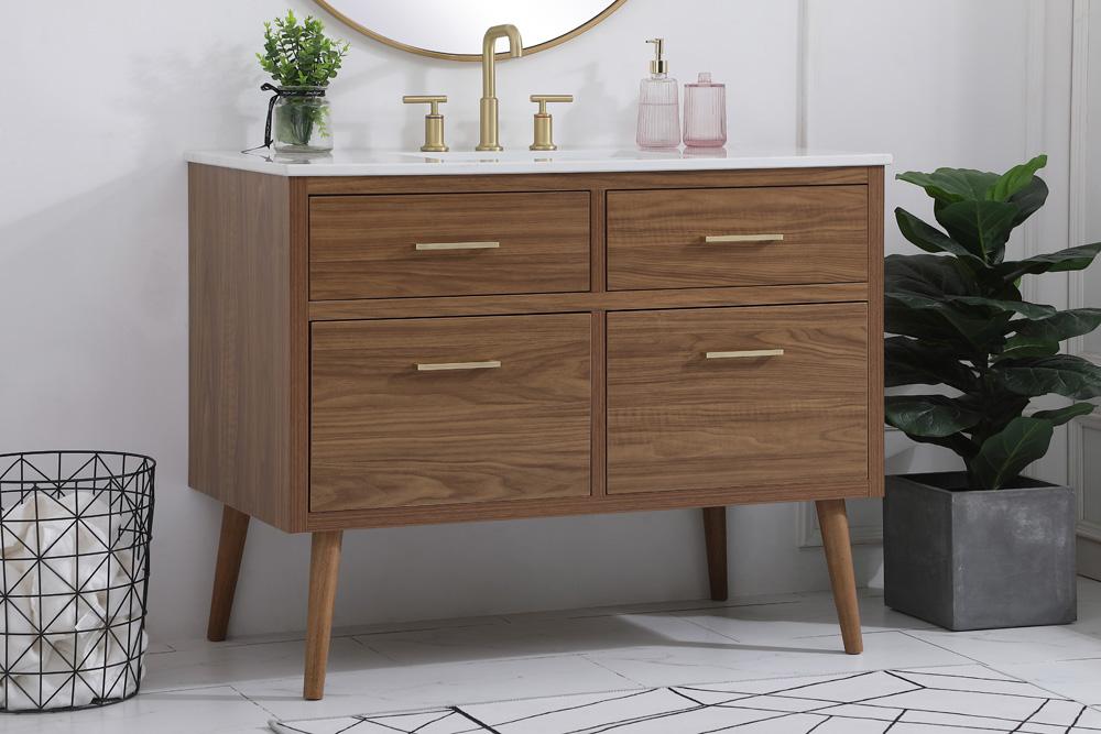 Elegant Furniture & Lighting - Boise 42 inch bathroom vanity in Walnut Brown - VF41042WB veiw 3