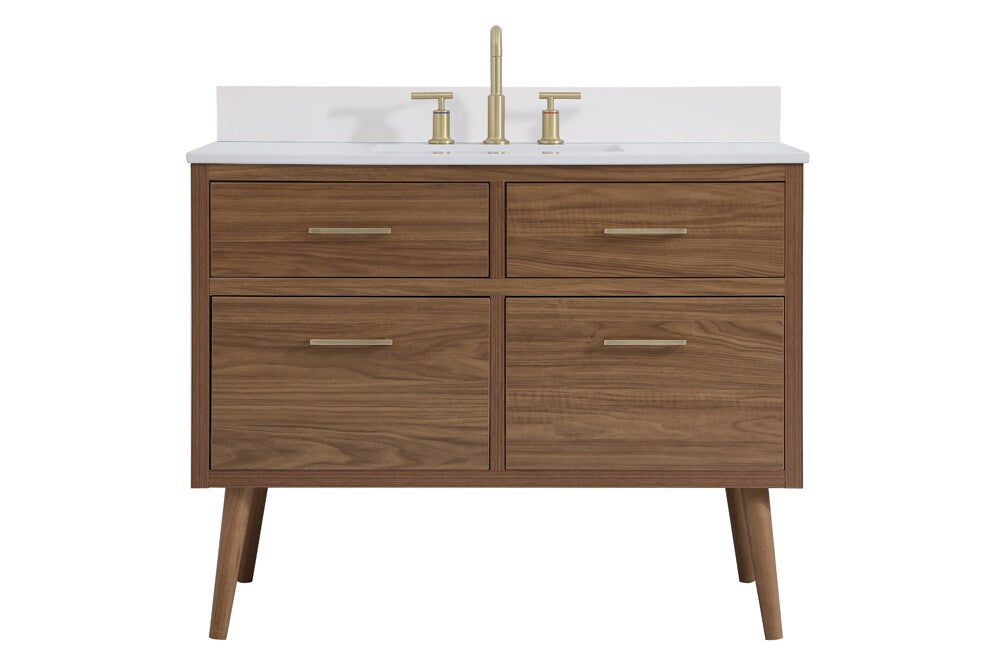 Elegant Furniture & Lighting - Boise 42 inch bathroom Vanity in Walnut Brown with Backsplash - VF41042WB-BS veiw 1