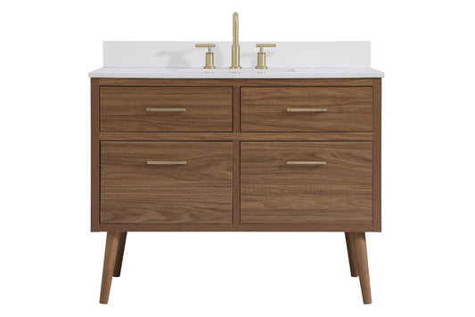 Elegant Furniture & Lighting - Boise 42 inch bathroom Vanity in Walnut Brown with Backsplash - VF41042WB-BS veiw 1
