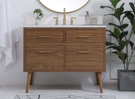 Elegant Furniture & Lighting - Boise 42 inch bathroom Vanity in Walnut Brown with Backsplash - VF41042WB-BS veiw 2