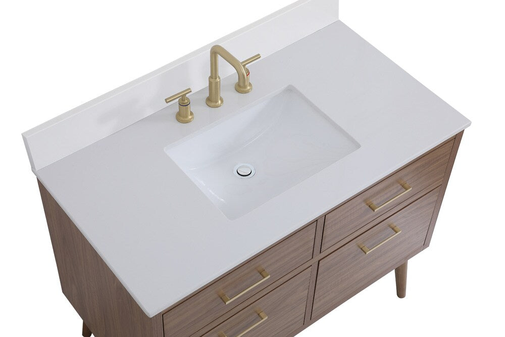 Elegant Furniture & Lighting - Boise 42 inch bathroom Vanity in Walnut Brown with Backsplash - VF41042WB-BS veiw 3