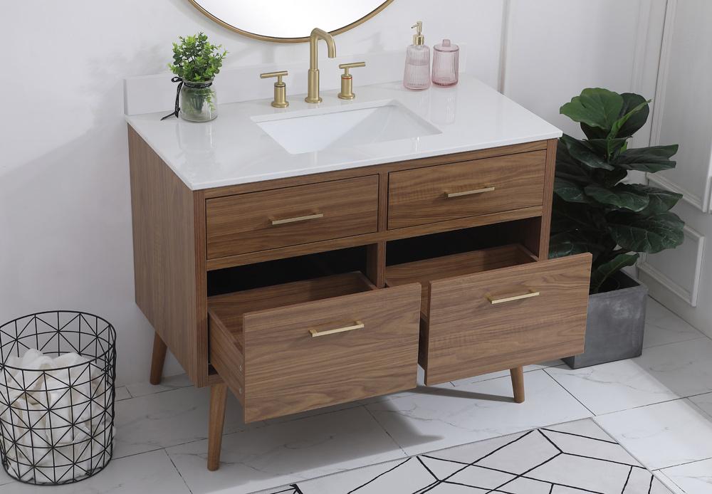 Elegant Furniture & Lighting - Boise 42 inch bathroom Vanity in Walnut Brown with Backsplash - VF41042WB-BS veiw 9