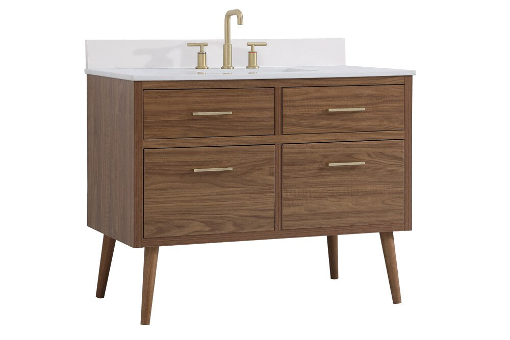 Elegant Furniture & Lighting - Boise 42 inch bathroom Vanity in Walnut Brown with Backsplash - VF41042WB-BS veiw 13