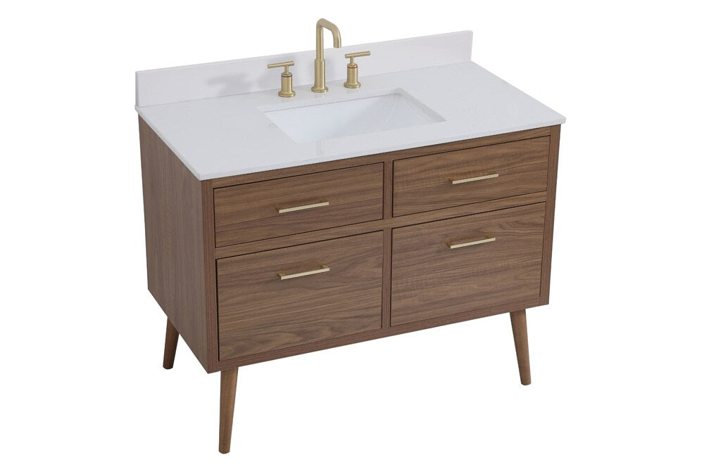 Elegant Furniture & Lighting - Boise 42 inch bathroom Vanity in Walnut Brown with Backsplash - VF41042WB-BS veiw 14