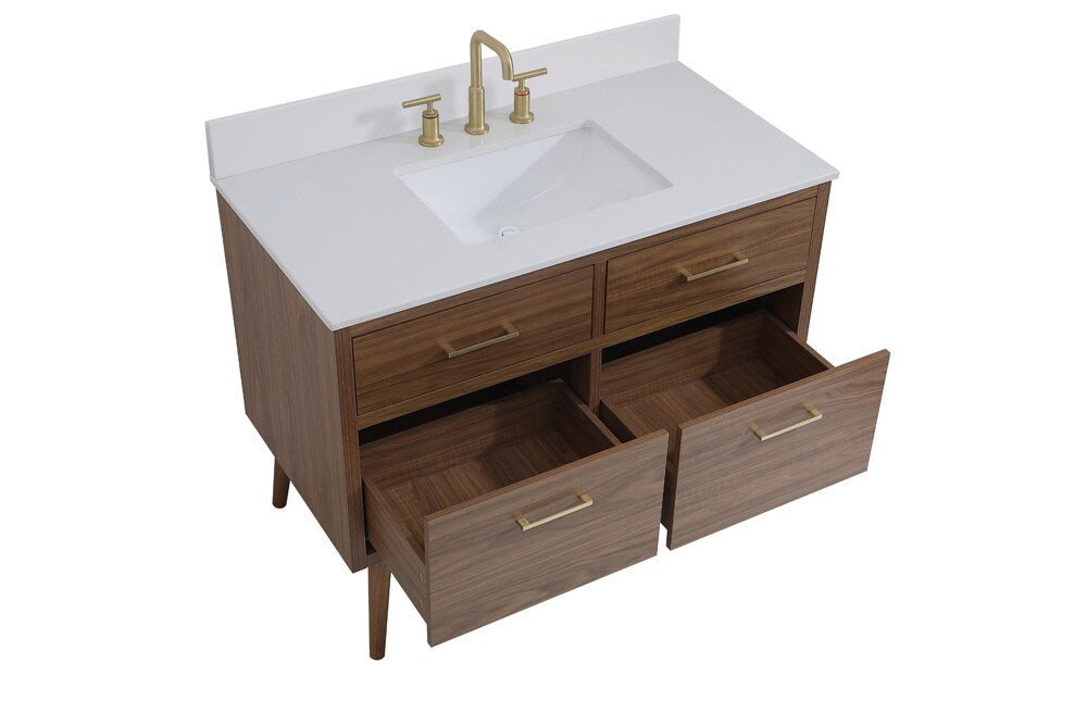 Elegant Furniture & Lighting - Boise 42 inch bathroom Vanity in Walnut Brown with Backsplash - VF41042WB-BS veiw 15