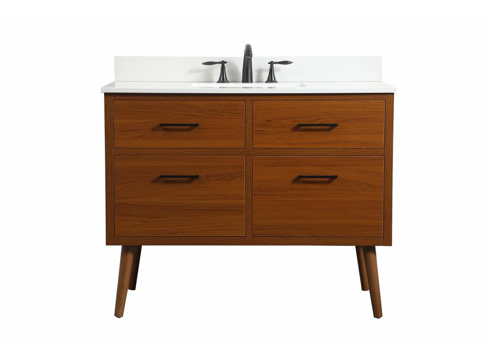 Elegant Furniture & Lighting - Boise 42 inch Single bathroom vanity in teak with backsplash - VF41042MTK-BS veiw 1