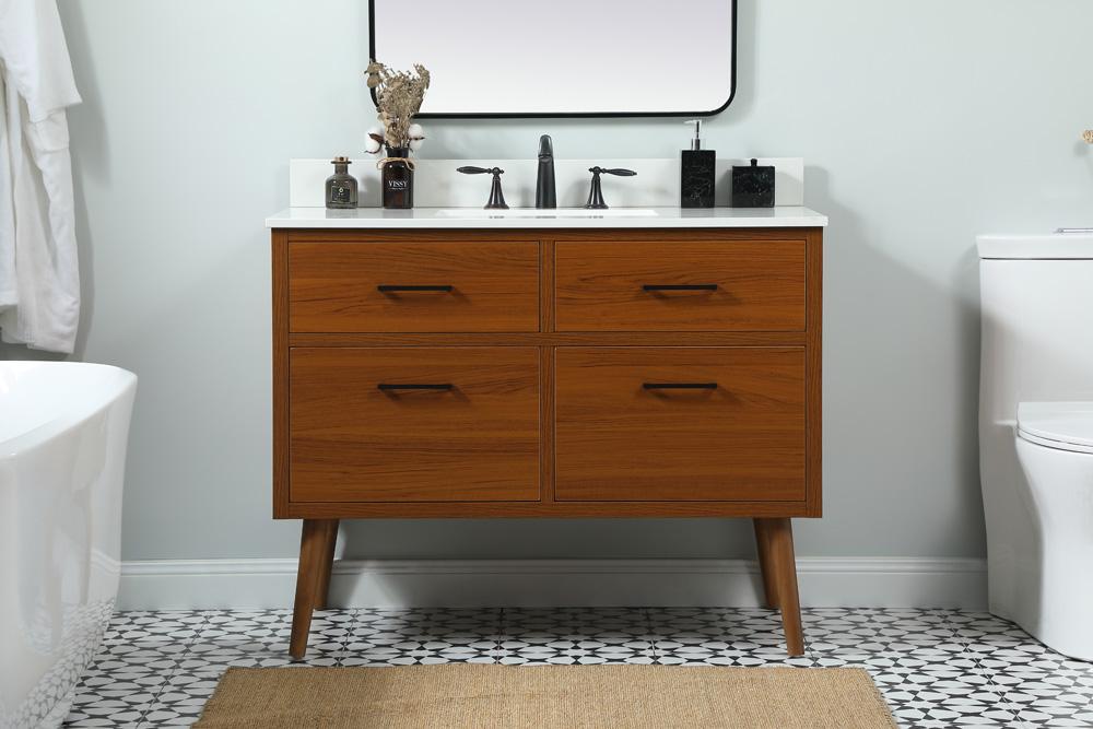 Elegant Furniture & Lighting - Boise 42 inch Single bathroom vanity in teak with backsplash - VF41042MTK-BS veiw 2