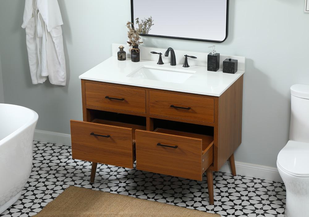 Elegant Furniture & Lighting - Boise 42 inch Single bathroom vanity in teak with backsplash - VF41042MTK-BS veiw 4