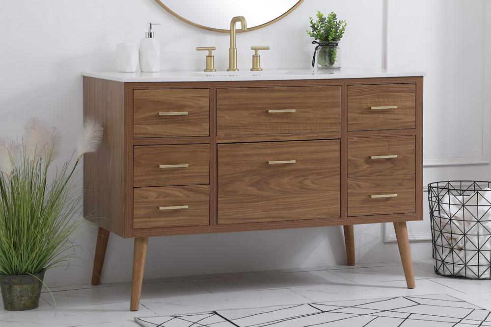 Elegant Furniture & Lighting - Boise 48 inch bathroom vanity in Walnut Brown - VF41048WB veiw 3