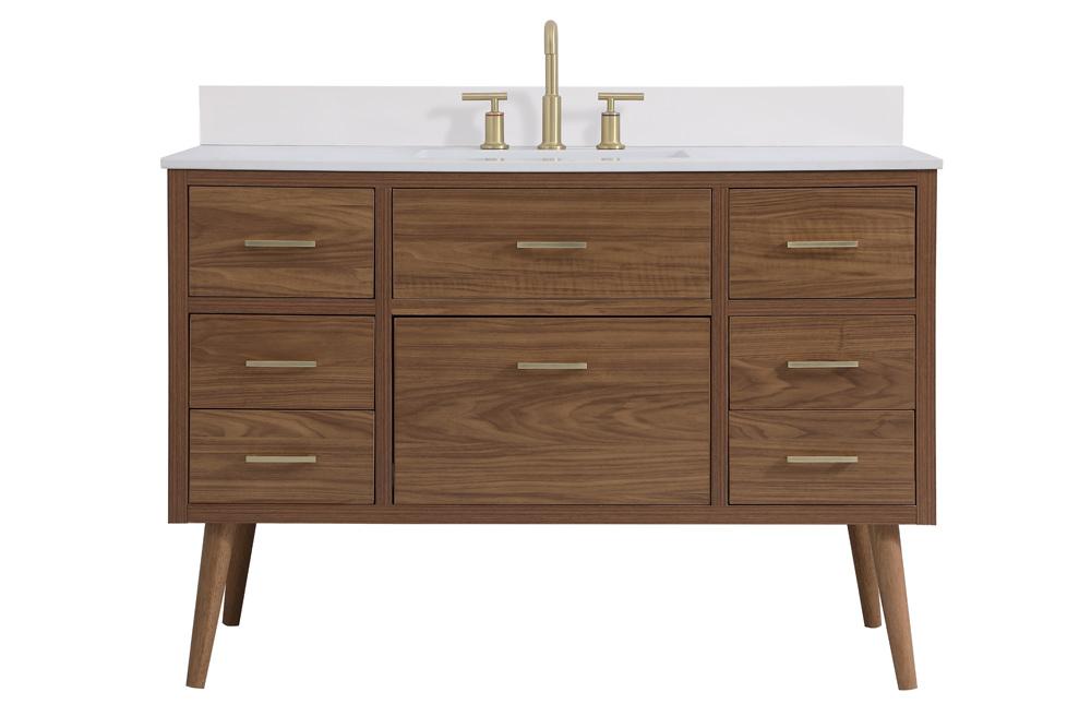 Elegant Furniture & Lighting - Boise 48 inch bathroom Vanity in Walnut Brown with Backsplash - VF41048WB-BS veiw 1