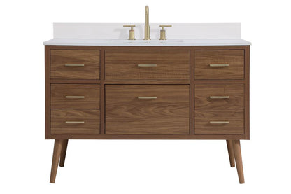 Elegant Furniture & Lighting - Boise 48 inch bathroom Vanity in Walnut Brown with Backsplash - VF41048WB-BS veiw 1