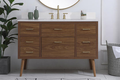 Elegant Furniture & Lighting - Boise 48 inch bathroom Vanity in Walnut Brown with Backsplash - VF41048WB-BS veiw 2