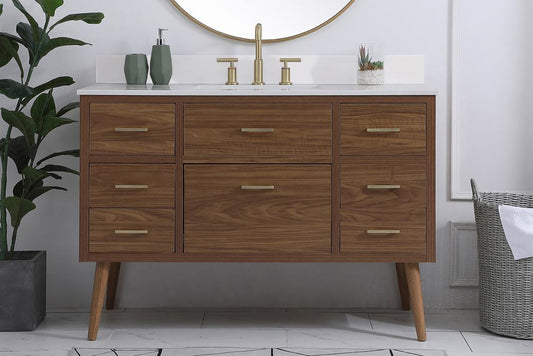 Elegant Furniture & Lighting - Boise 48 inch bathroom Vanity in Walnut Brown with Backsplash - VF41048WB-BS veiw 2