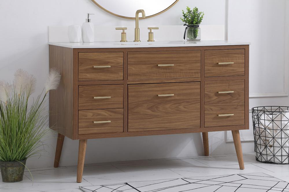 Elegant Furniture & Lighting - Boise 48 inch bathroom Vanity in Walnut Brown with Backsplash - VF41048WB-BS veiw 8
