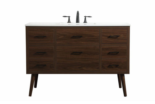 Elegant Furniture & Lighting - Boise 48 inch Single bathroom vanity in walnut - VF41048MWT veiw 1