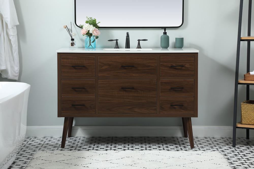 Elegant Furniture & Lighting - Boise 48 inch Single bathroom vanity in walnut - VF41048MWT veiw 2
