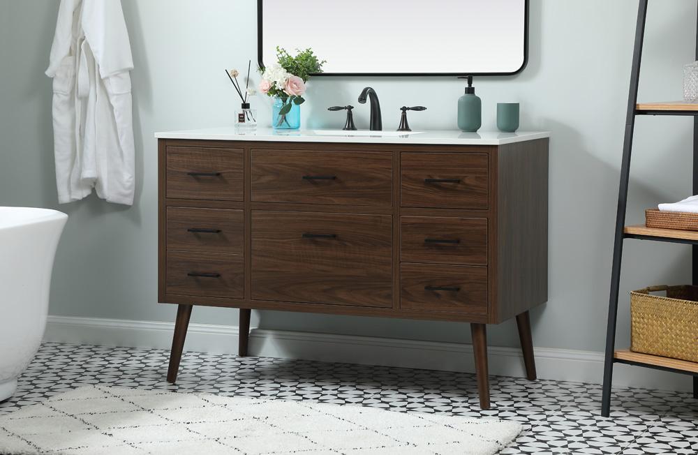 Elegant Furniture & Lighting - Boise 48 inch Single bathroom vanity in walnut - VF41048MWT veiw 3