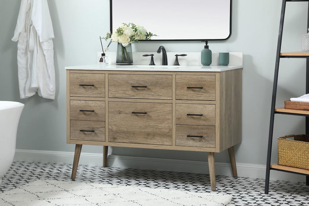 Elegant Furniture & Lighting - Boise 48 inch Single bathroom vanity in natural oak with backsplash - VF41048NT-BS veiw 3