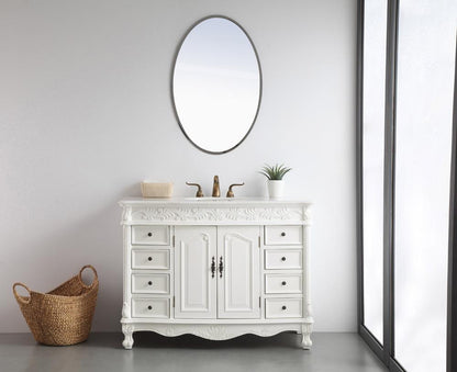 Elegant Furniture & Lighting - Bordeaux 48 inch Single Bathroom vanity in Antique White with ivory white engineered marble - VF-1039-VW veiw 2