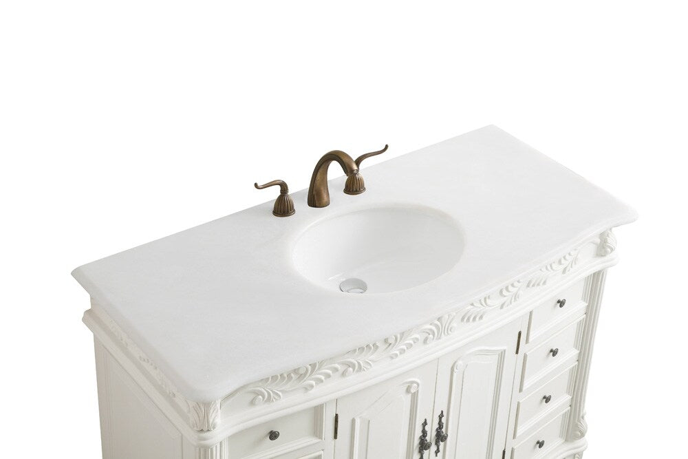 Elegant Furniture & Lighting - Bordeaux 48 inch Single Bathroom vanity in Antique White with ivory white engineered marble - VF-1039-VW veiw 8