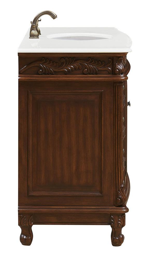 Elegant Furniture & Lighting - Bordeaux 48 inch Single Bathroom vanity in Teak Color with ivory white engineered marble - VF-1040-VW veiw 5