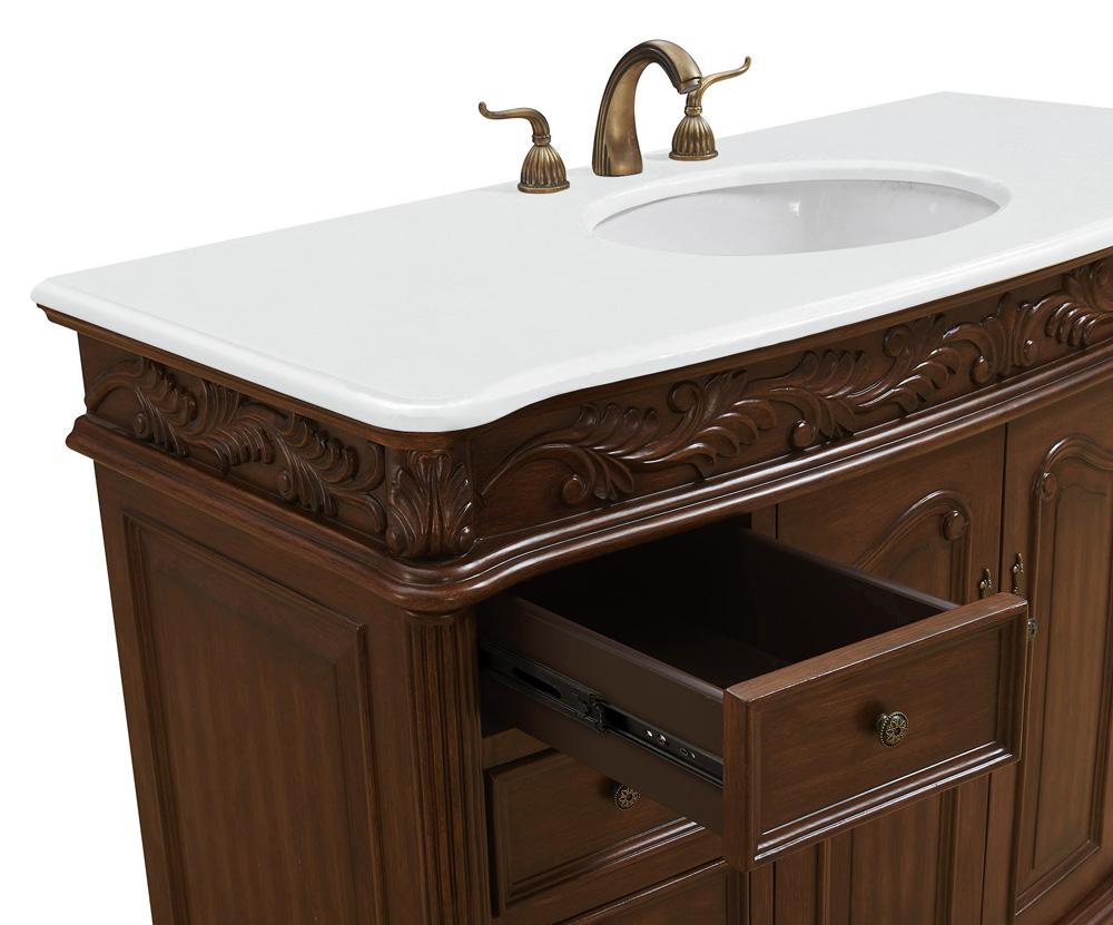 Elegant Furniture & Lighting - Bordeaux 48 inch Single Bathroom vanity in Teak Color with ivory white engineered marble - VF-1040-VW veiw 7