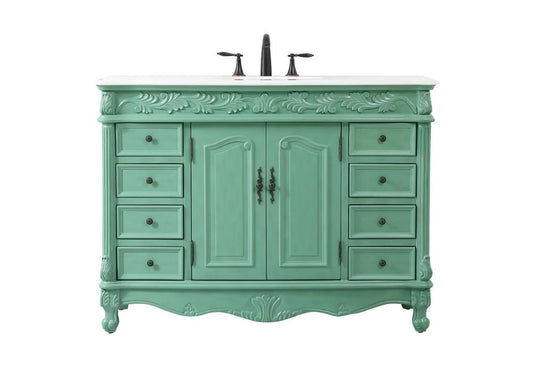 Elegant Furniture & Lighting - Bordeaux 48 inch Single bathroom vanity in vintage mint - VF-1039VM veiw 1