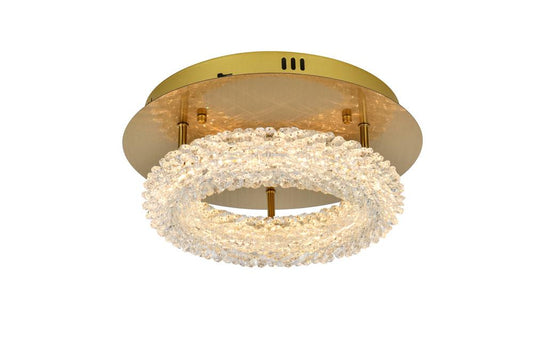 Elegant Furniture & Lighting - Bowen 14 inch Adjustable LED Flush Mount in Satin Gold - 3800F14SG veiw 1