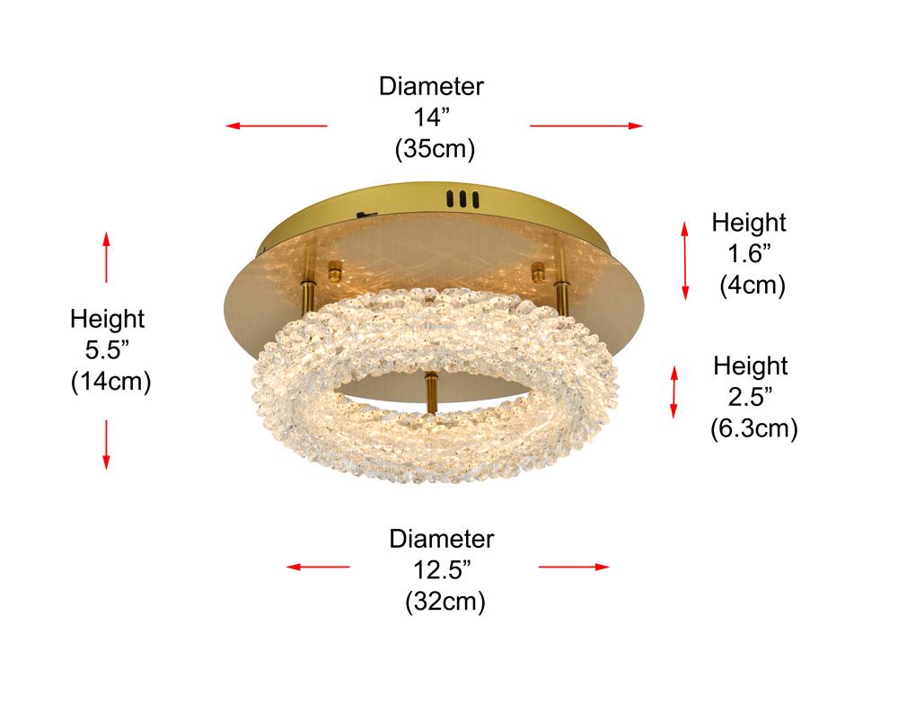 Elegant Furniture & Lighting - Bowen 14 inch Adjustable LED Flush Mount in Satin Gold - 3800F14SG veiw 10