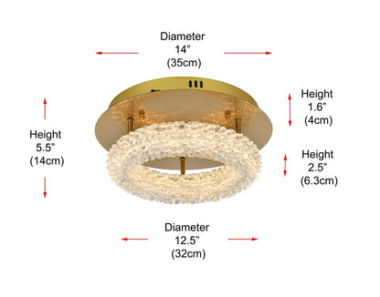 Elegant Furniture & Lighting - Bowen 14 inch Adjustable LED Flush Mount in Satin Gold - 3800F14SG veiw 10