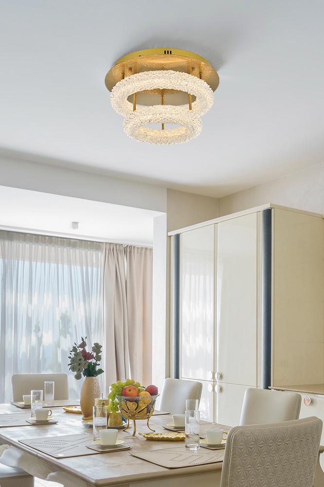 Elegant Furniture & Lighting - Bowen 18 inch Adjustable LED Flush Mount in Satin Gold - 3800F18L2SG veiw 2