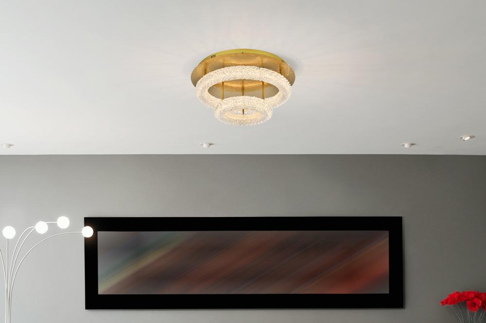 Elegant Furniture & Lighting - Bowen 22 inch Adjustable LED Flush Mount in Satin Gold - 3800F22L2SG veiw 2
