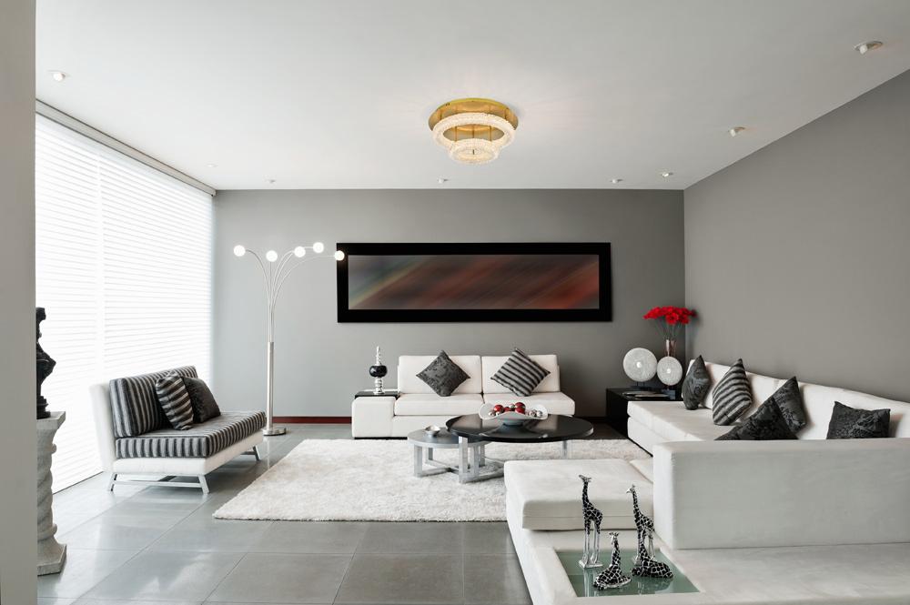 Elegant Furniture & Lighting - Bowen 22 inch Adjustable LED Flush Mount in Satin Gold - 3800F22L2SG veiw 9